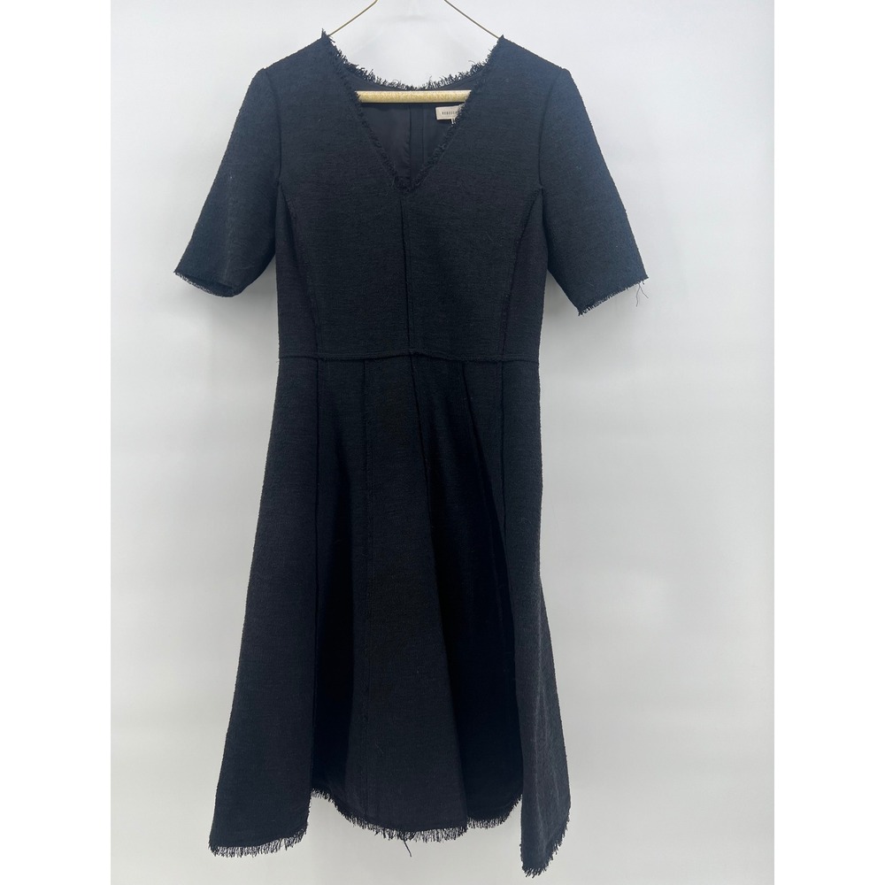 Rebecca Taylor Black Bouclé Fringe Short Sleeve Sheath Dress 716611D363 Size 4